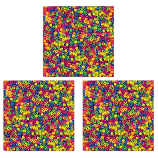 Pacon PACAC3553-3 Creativity Street Neon Pony Beads, Assorted Color - 1000 Piece - 3 Each